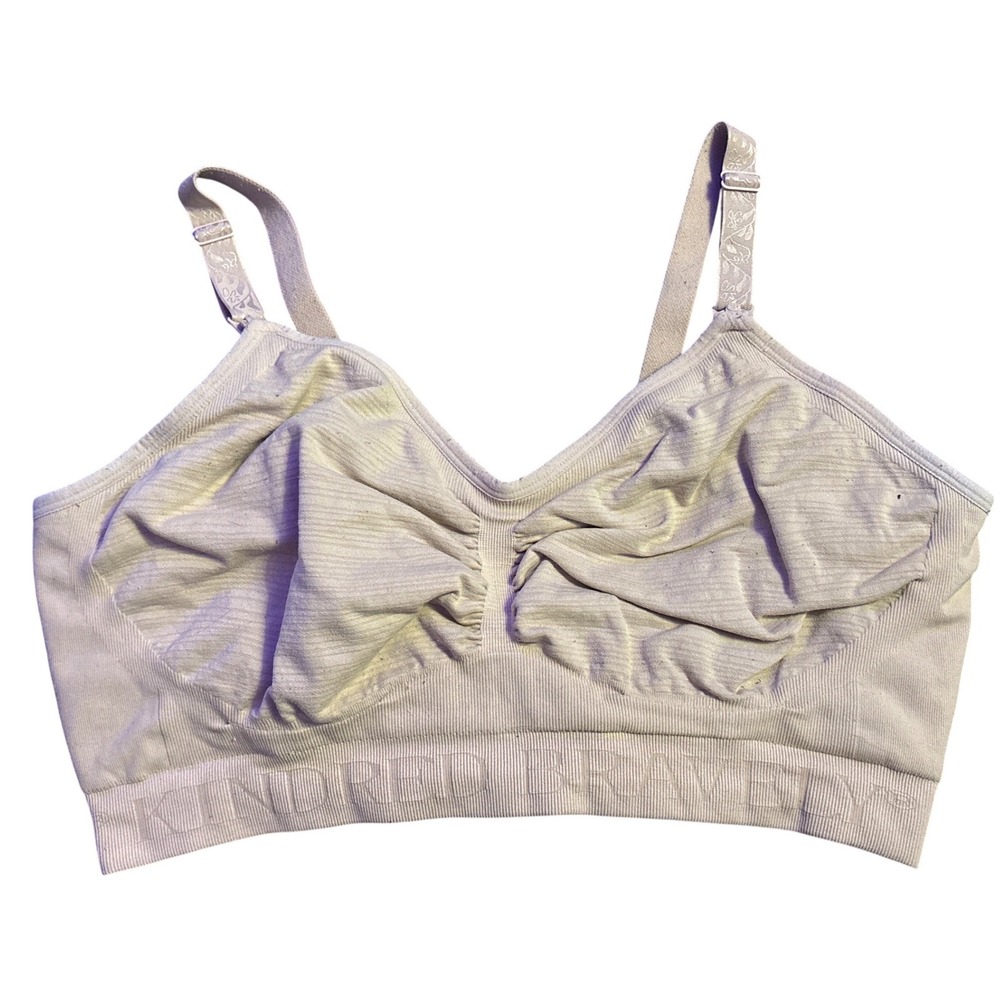 Kindred Bravery Beige Nursing Maternity Bra Wireless Adjustable Straps, L Busty